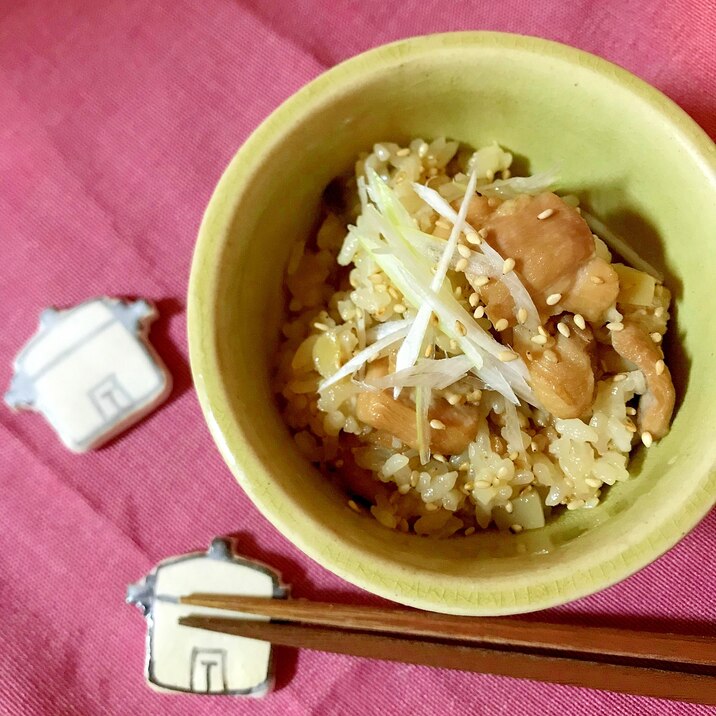 ◤電鍋レシピ◢　鶏肉とザーサイの中華風炊き込みご飯